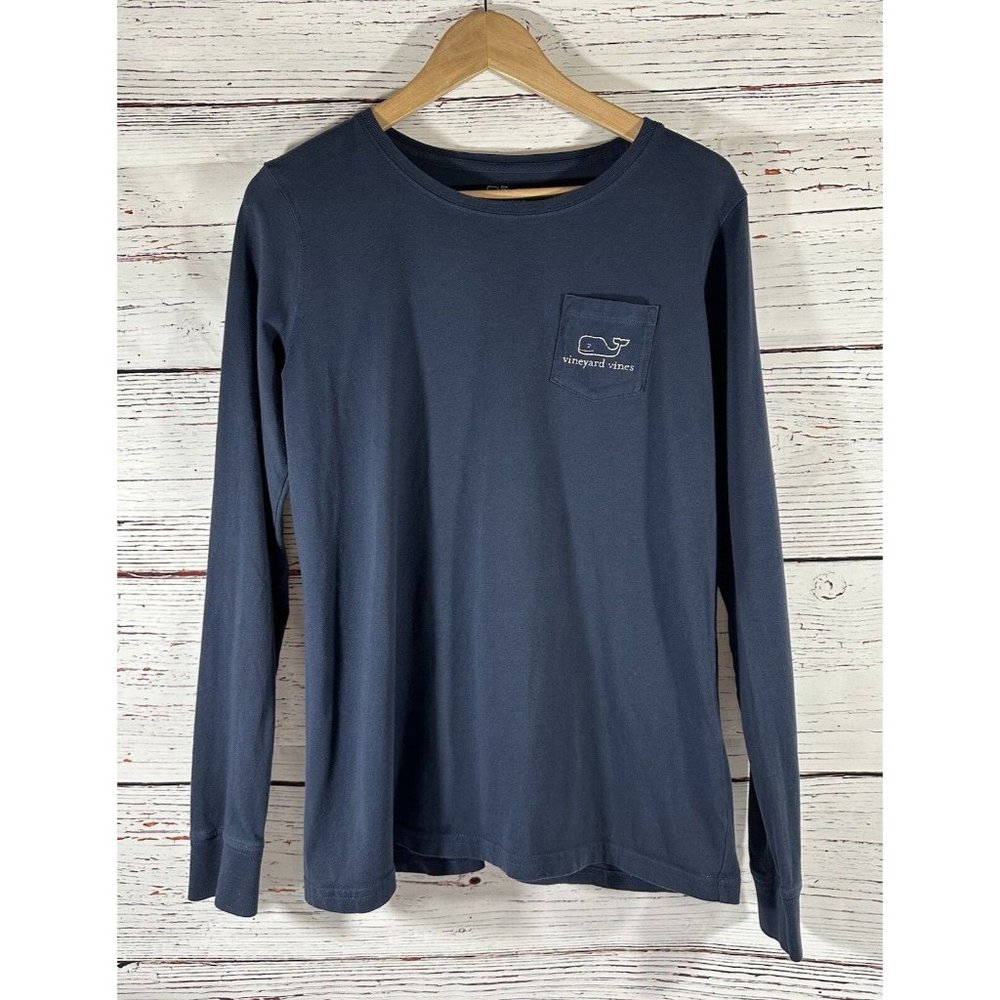 Vinyard Vines Whale Blue T Shirt Cotton Long Sleeve Size Small Preppy Unisex